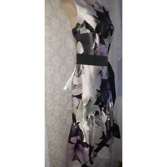 NWT Sz 6 Kay Unger New York Floral Printed Tea-Length Dress - Picture 6 of 10